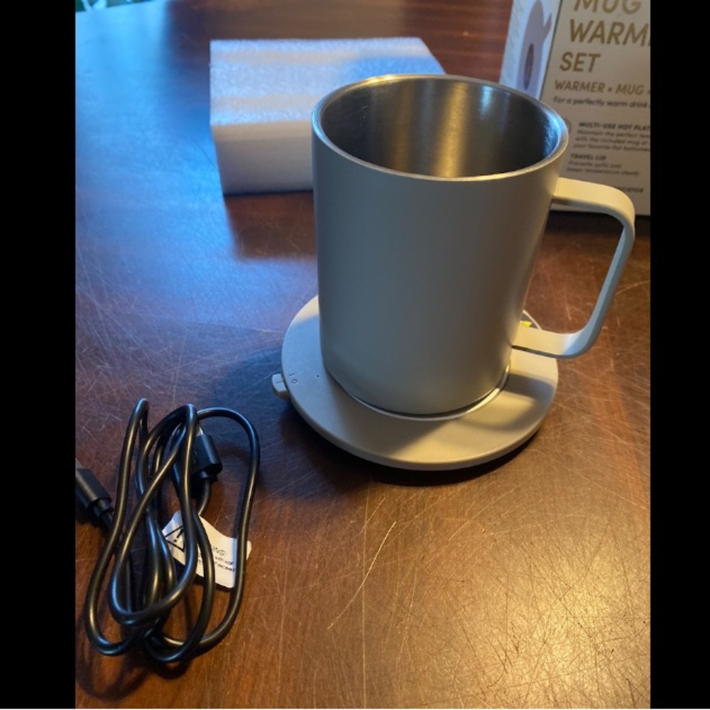 Silver Mug Warmer Set with Handle - Brand Unknown